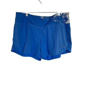 Nike Dri-FIT Womens Running Shorts Blue Printed Waistband Size M Mid Rise Gym